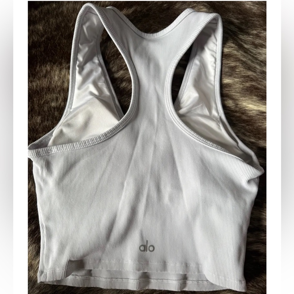 ALO Yoga White Ribbed Tank